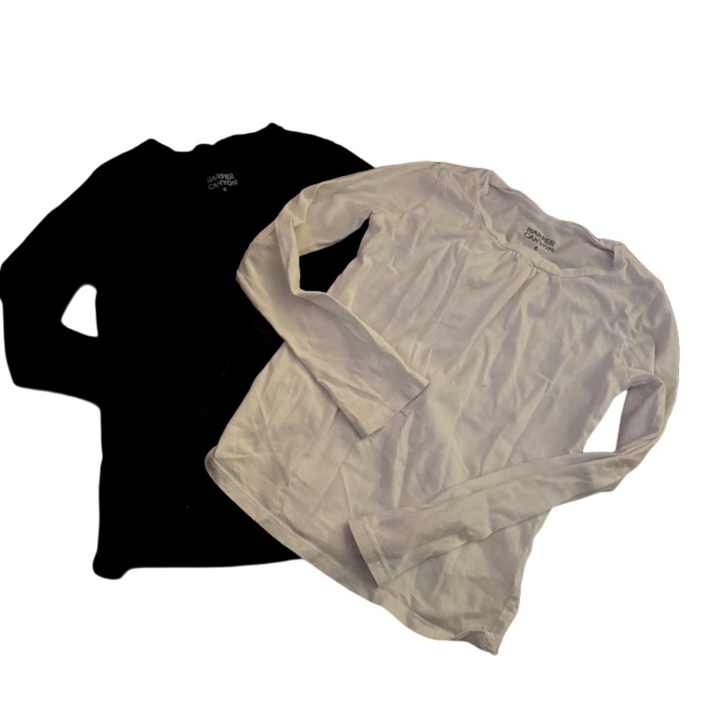 2 for 1! Harper Canyon Black and White Long Sleeve Everyday Essential Tops !